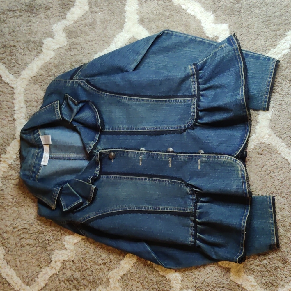 Lew Magram ruffled Jean jacket